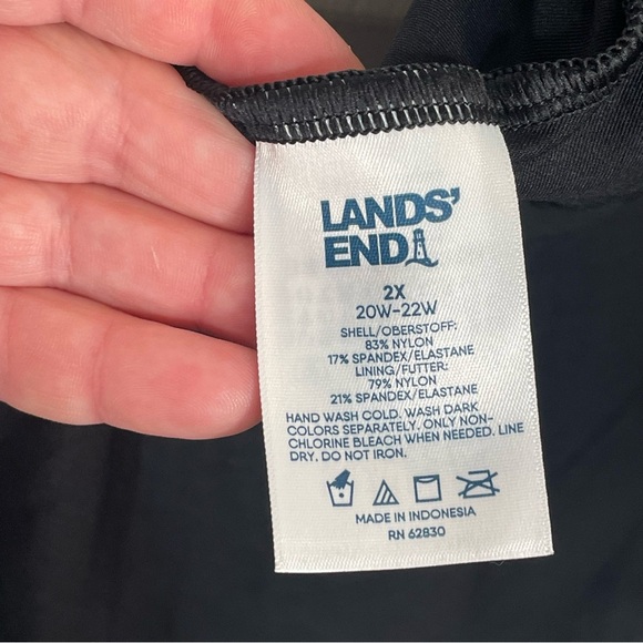 Lands' End Plus Size Adjustable Scoop Neck Flutter Tankini Top Black 2X 20W/22W - Picture 7 of 8